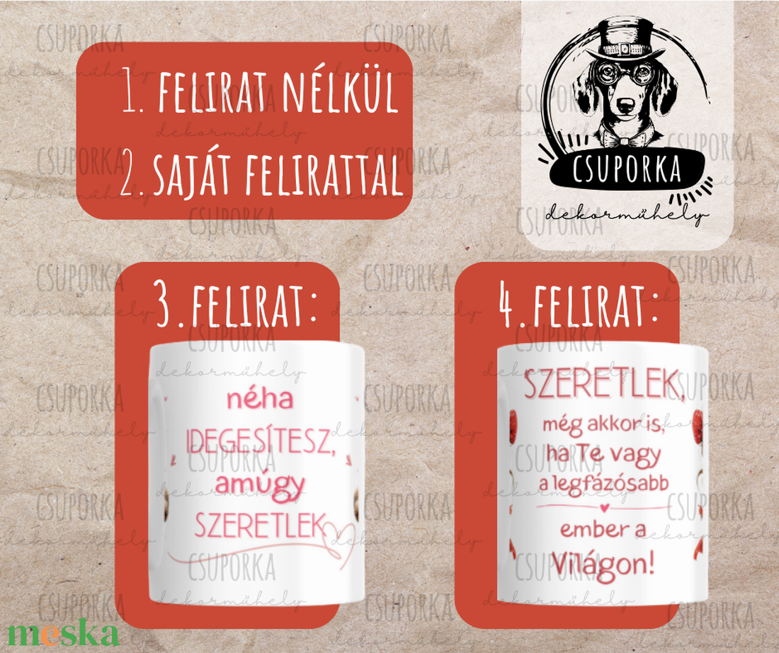 Valentin-napi szerelmes bögre � egyedi figurákkal és szöveggel - személyre szabható - otthon & életmód - konyhafelszerelés, tálalás - tálalás - bögre & csésze - Meska.hu