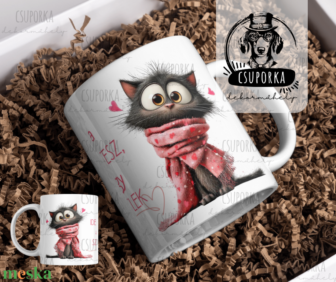 Valentin-napi cicás bögre � szeretettel, egy csipetnyi humorral - személyre szabható - otthon & életmód - konyhafelszerelés, tálalás - tálalás - bögre & csésze - Meska.hu