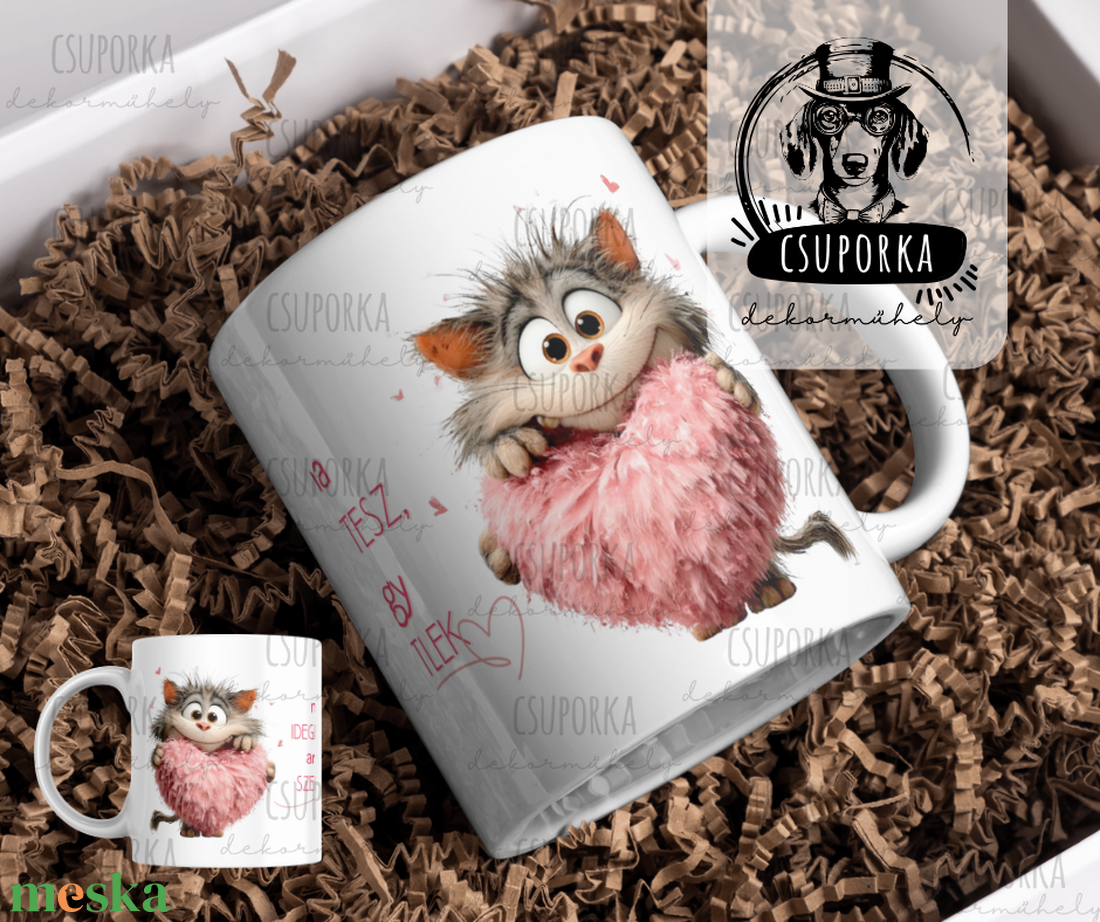 Valentin-napi cicás bögre � szeretettel, egy csipetnyi humorral - személyre szabható - otthon & életmód - konyhafelszerelés, tálalás - tálalás - bögre & csésze - Meska.hu