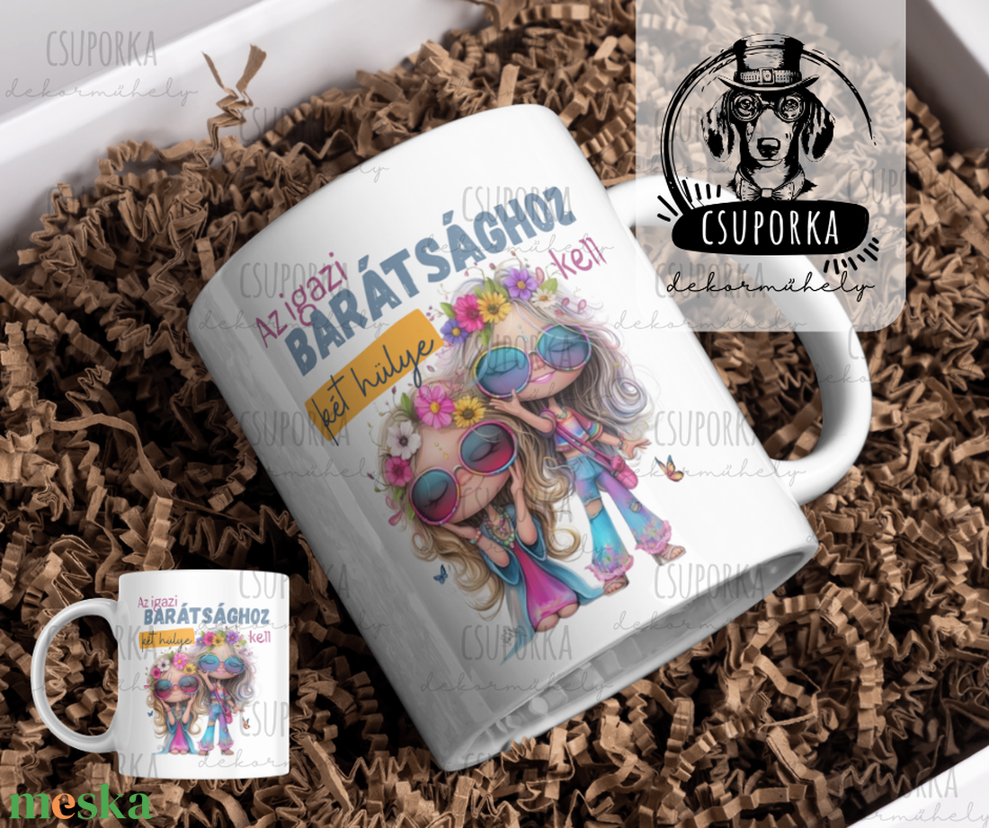 Igazi barátsághoz két hülye kell � lányos, vicces bögre - személyre szabható - otthon & életmód - konyhafelszerelés, tálalás - tálalás - bögre & csésze - Meska.hu