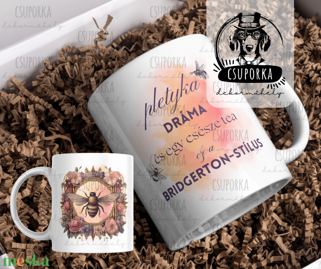 Bridgerton stílusú bögre � Pletyka, dráma és egy csésze tea - Rajongói ajándék - otthon & életmód - konyhafelszerelés, tálalás - tálalás - bögre & csésze - Meska.hu