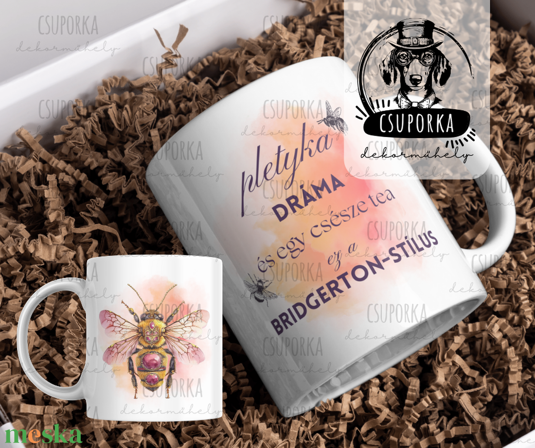 Bridgerton stílusú bögre � Pletyka, dráma és egy csésze tea - Rajongói ajándék - otthon & életmód - konyhafelszerelés, tálalás - tálalás - bögre & csésze - Meska.hu