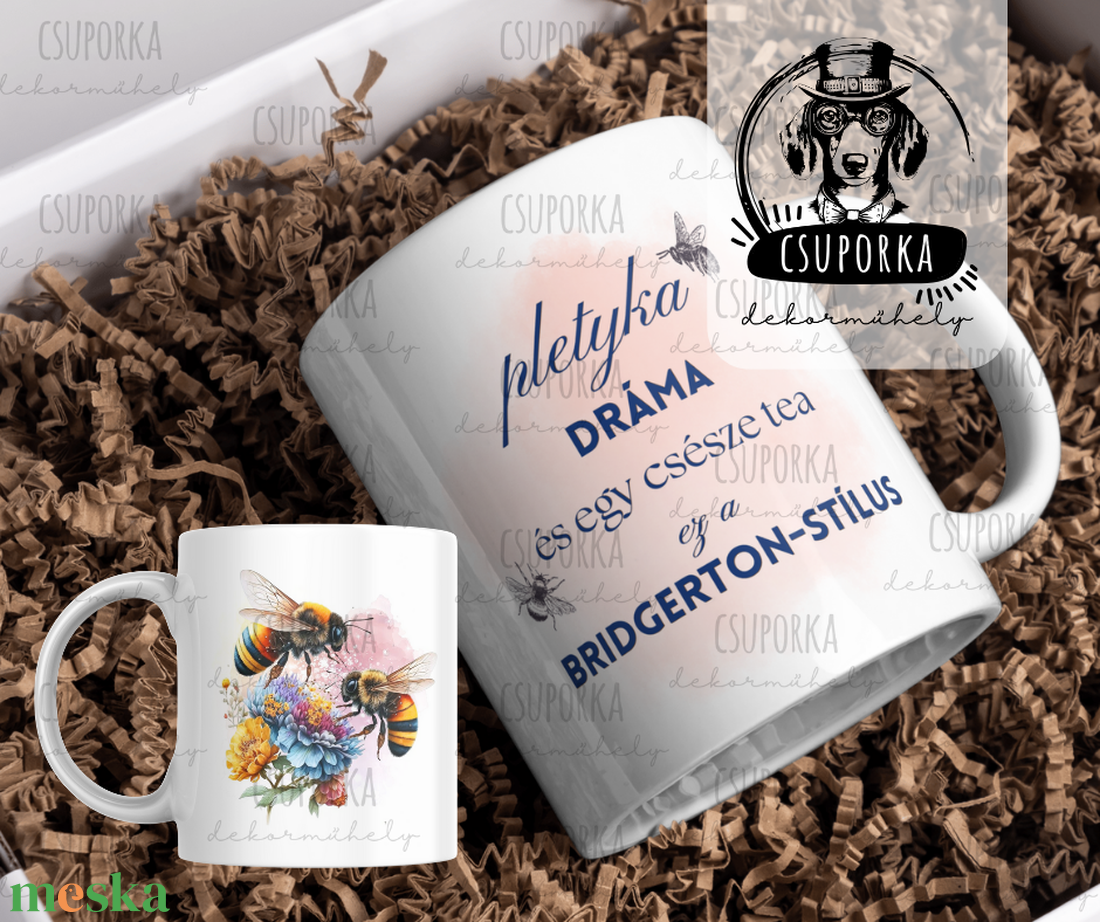 Bridgerton stílusú bögre � Pletyka, dráma és egy csésze tea - Rajongói ajándék - otthon & életmód - konyhafelszerelés, tálalás - tálalás - bögre & csésze - Meska.hu