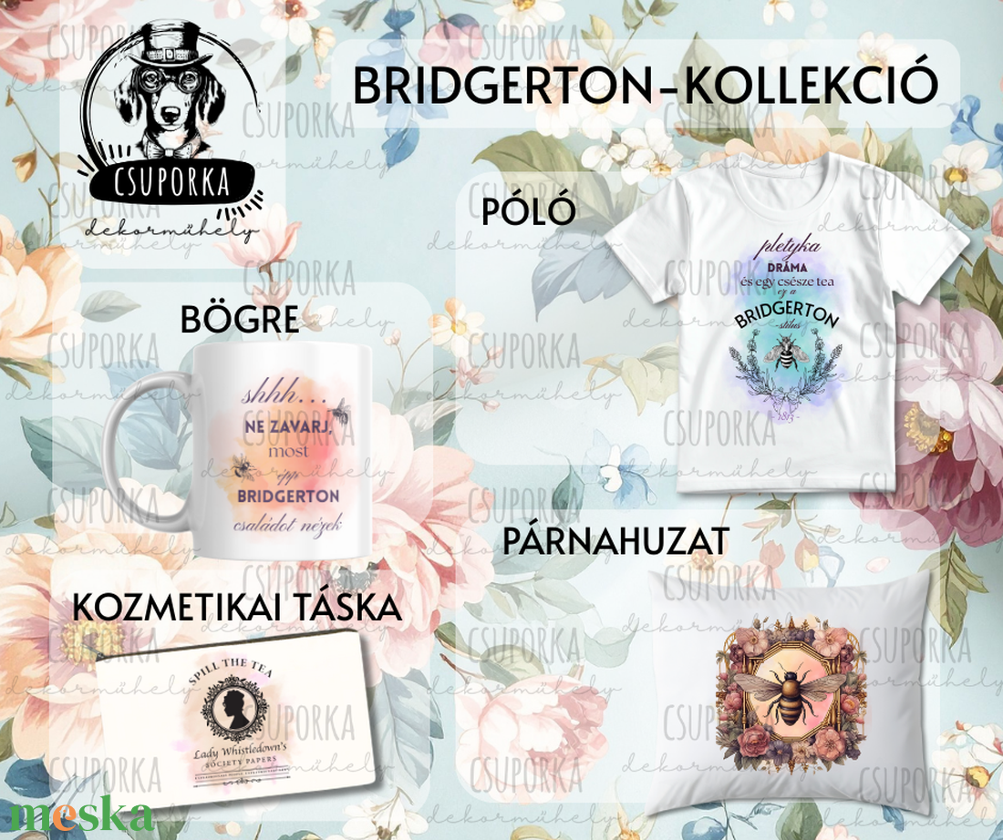 Spill the Tea � Bridgerton stílusú bevásárlótáska - praktikus és elegáns - táska & tok - bevásárlás & shopper táska - shopper, textiltáska, szatyor - Meska.hu