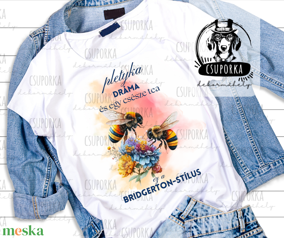 Bridgerton stílusú póló � Dráma, pletyka és egy csésze tea - rajongói póló - ruha & divat - női ruha - póló, felső - Meska.hu