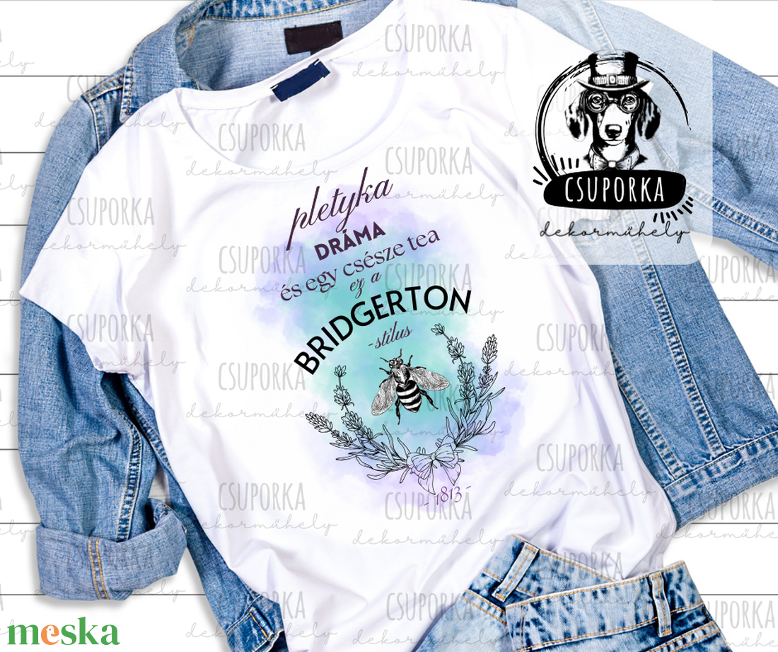 Bridgerton stílusú póló � Dráma, pletyka és egy csésze tea - rajongói póló - ruha & divat - női ruha - póló, felső - Meska.hu