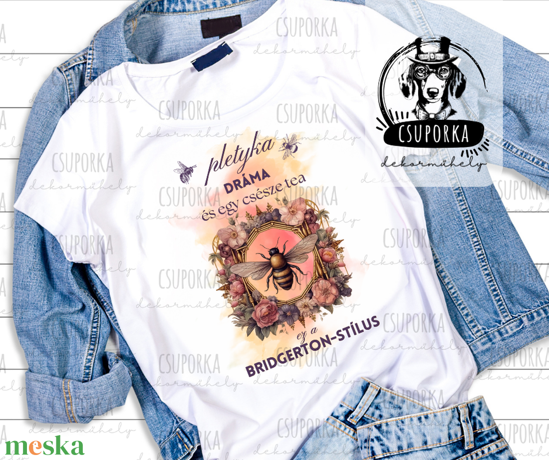 Bridgerton stílusú póló � Dráma, pletyka és egy csésze tea - rajongói póló - ruha & divat - női ruha - póló, felső - Meska.hu
