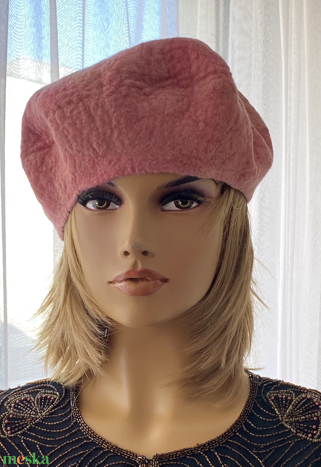 Rozsaszin gyapju  Barette mindket oldalan viselheto - ruha & divat - sál, sapka, kendő - kalap - Meska.hu