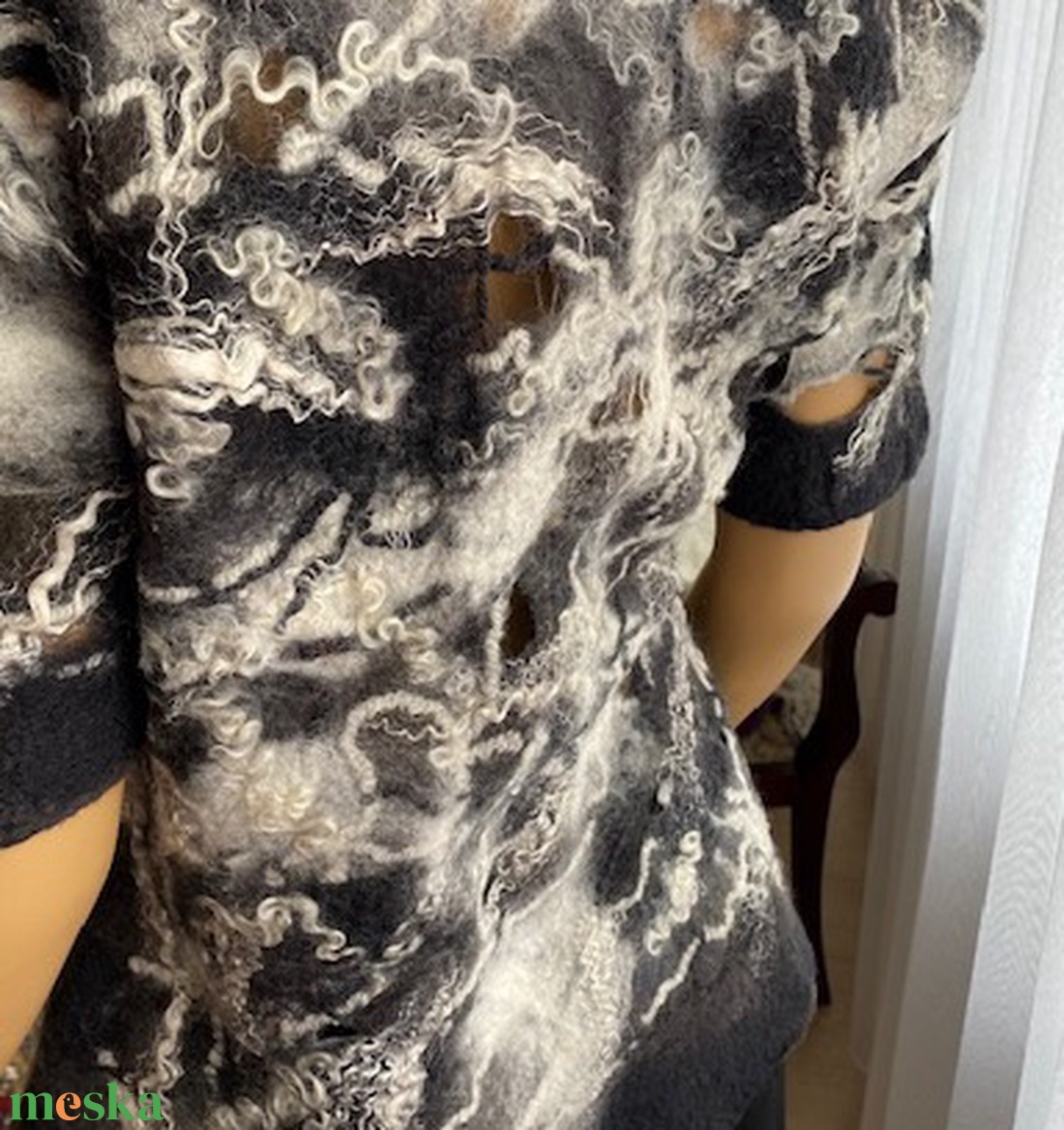 Csipkeszeru meleg gyapjú rövid ujjú nemezelt top - ruha & divat - női ruha - póló, felső - Meska.hu