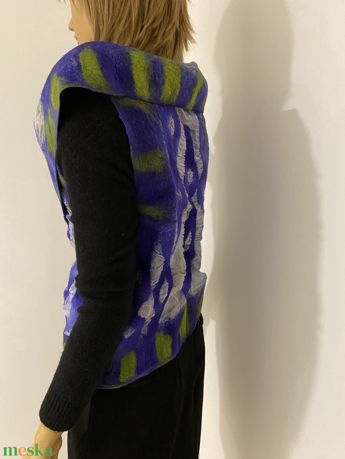 Kek zold selyem - ruha & divat - női ruha - mellény - Meska.hu