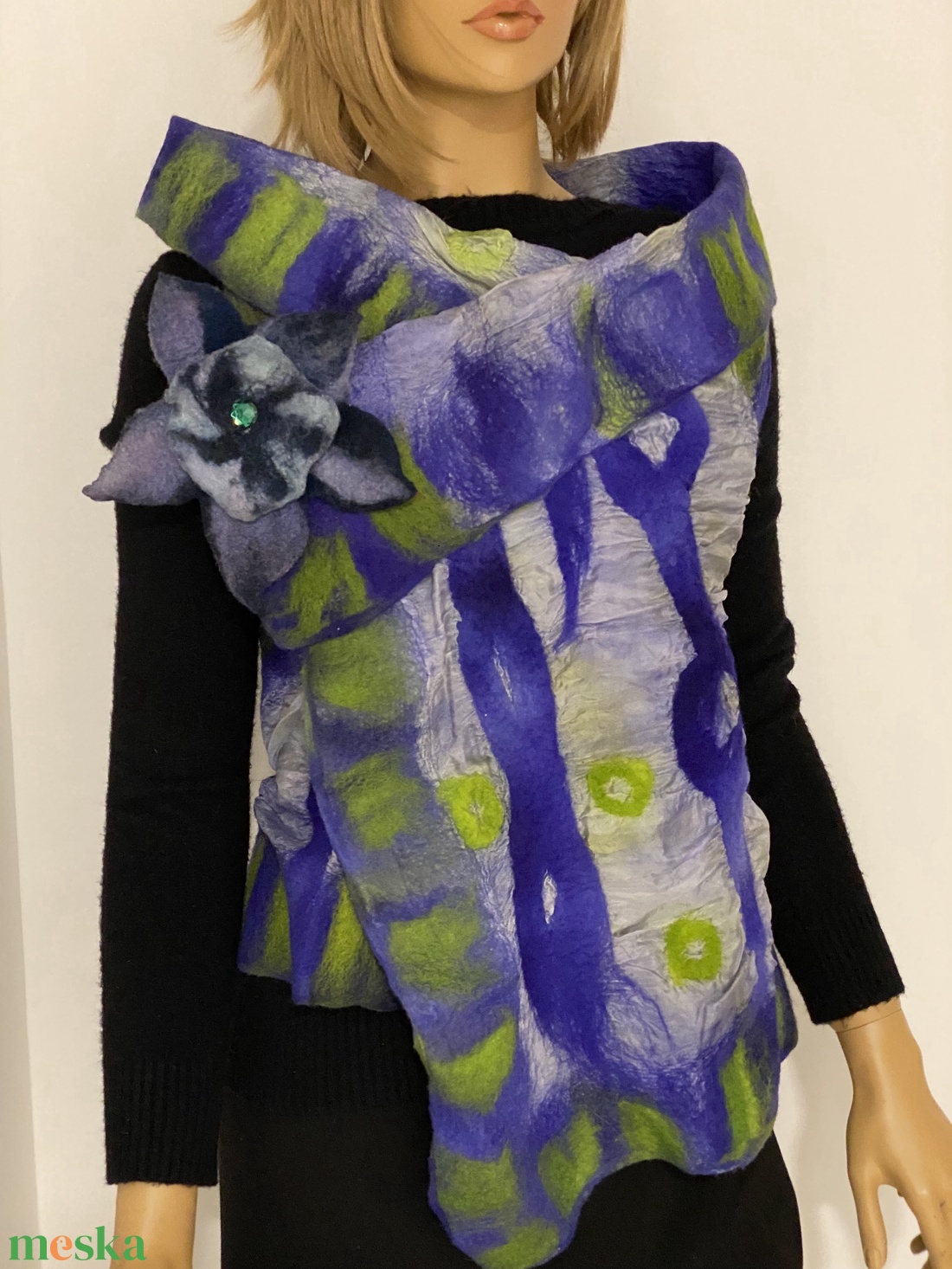 Kek zold selyem - ruha & divat - női ruha - mellény - Meska.hu