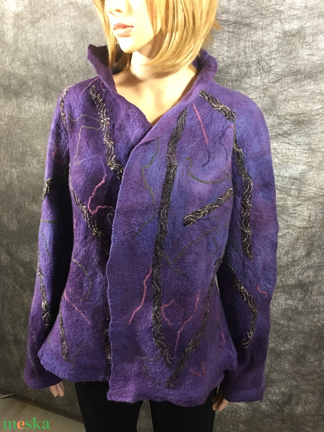 Kifordithato, varras nelkuli lila nemezelt gyapjú blezer. 38-40-es meret. - ruha & divat - férfi ruha - kabát - Meska.hu