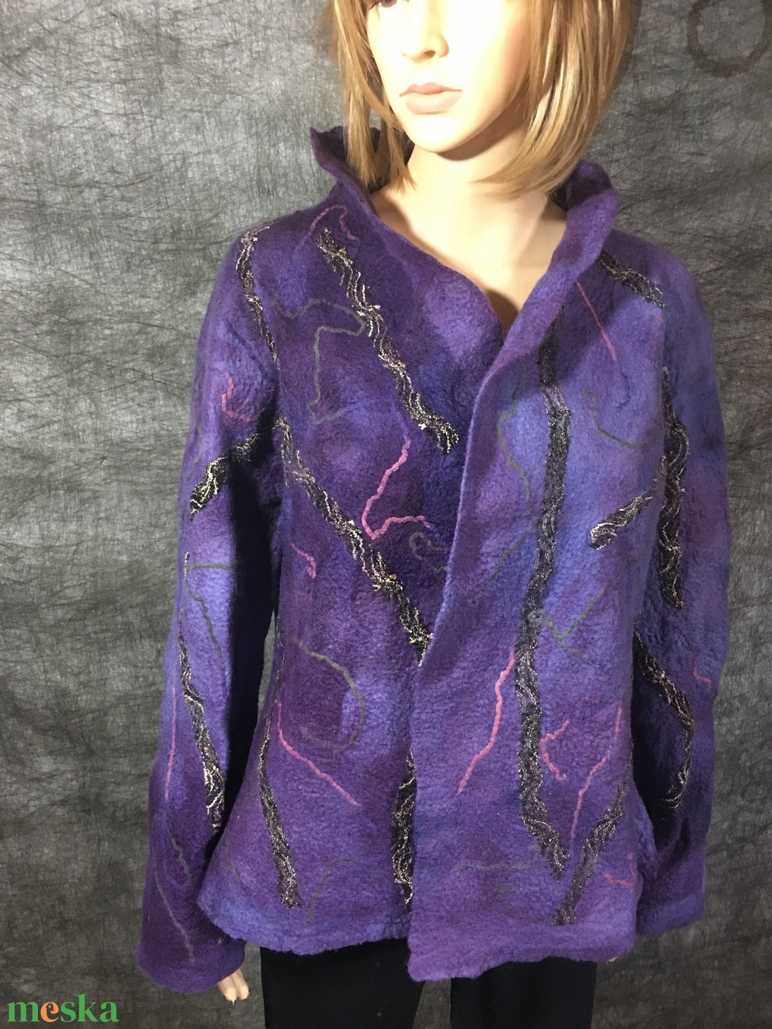 Kifordithato, varras nelkuli lila nemezelt gyapjú blezer. 38-40-es meret. - ruha & divat - férfi ruha - kabát - Meska.hu