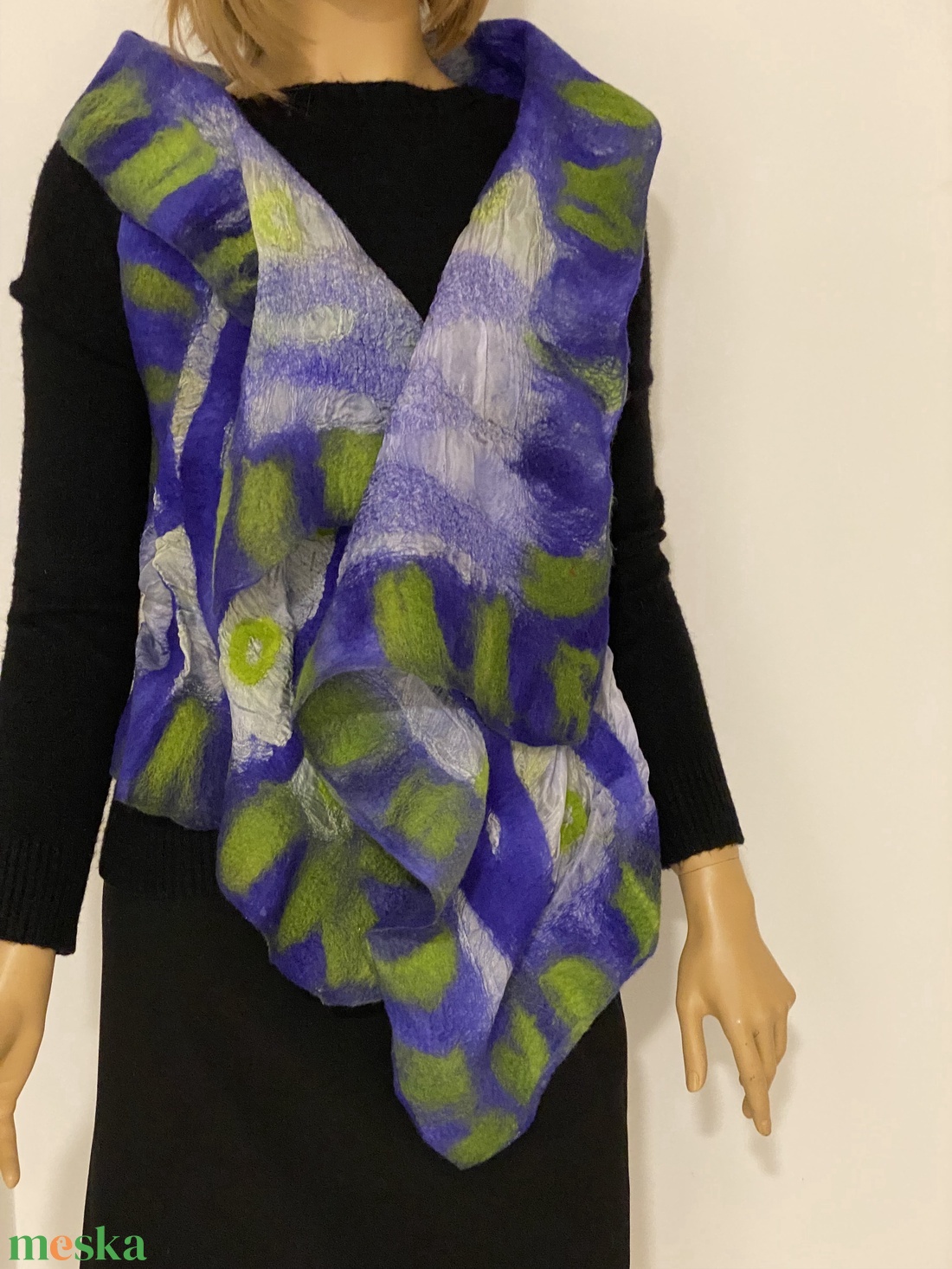 Selyemre nemezelt gyapju lila zold melleny  - ruha & divat - női ruha - mellény - Meska.hu