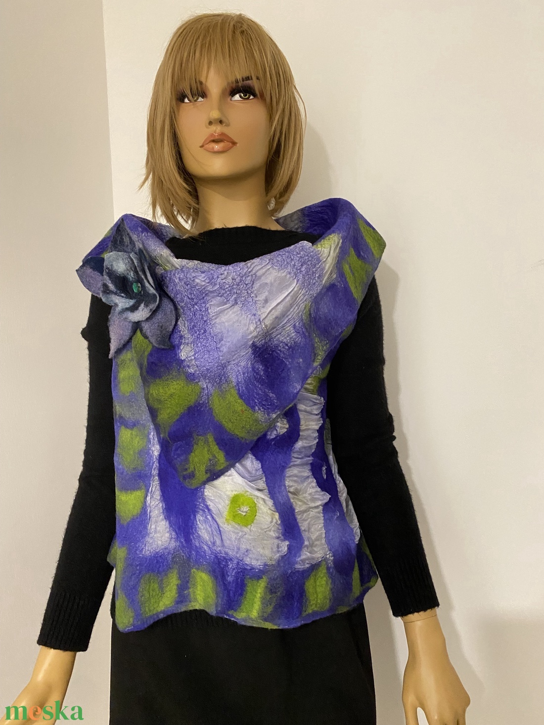 Selyemre nemezelt gyapju lila zold melleny  - ruha & divat - női ruha - mellény - Meska.hu