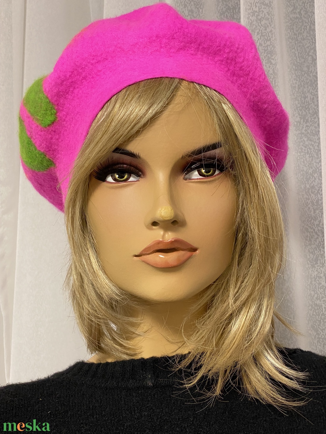Pink kezzel nemezelt gyapju barett - ruha & divat - sál, sapka, kendő - sapka - Meska.hu