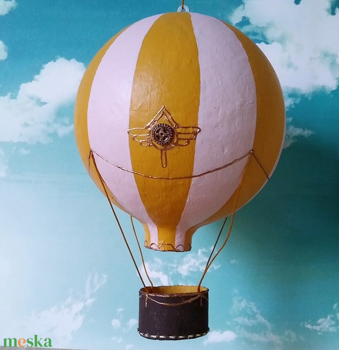 Papírmasé hőlégballon - sárga - otthon & életmód - dekoráció - dísztárgy - Meska.hu Papírmasé hőlégballon - sárga - otthon & életmód - dekoráció - dísztárgy - Meska.hu