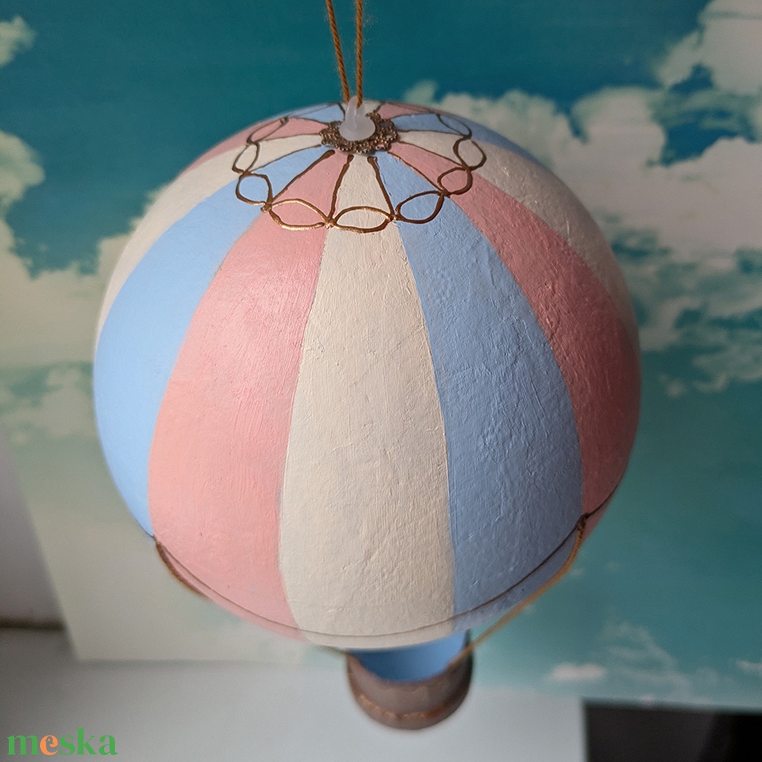 Papírmasé hőlégballon - pasztell - otthon & életmód - dekoráció - dísztárgy - Meska.hu