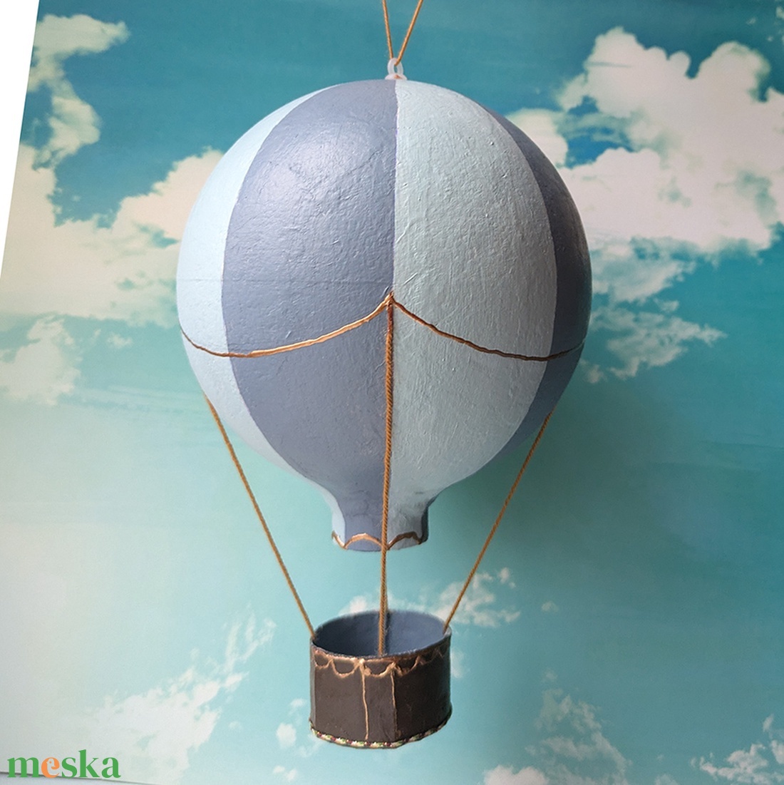 Papírmasé hőlégballon - kékesszürke - diy (csináld magad) - szabásminta, útmutató - kötésminták - Meska.hu
