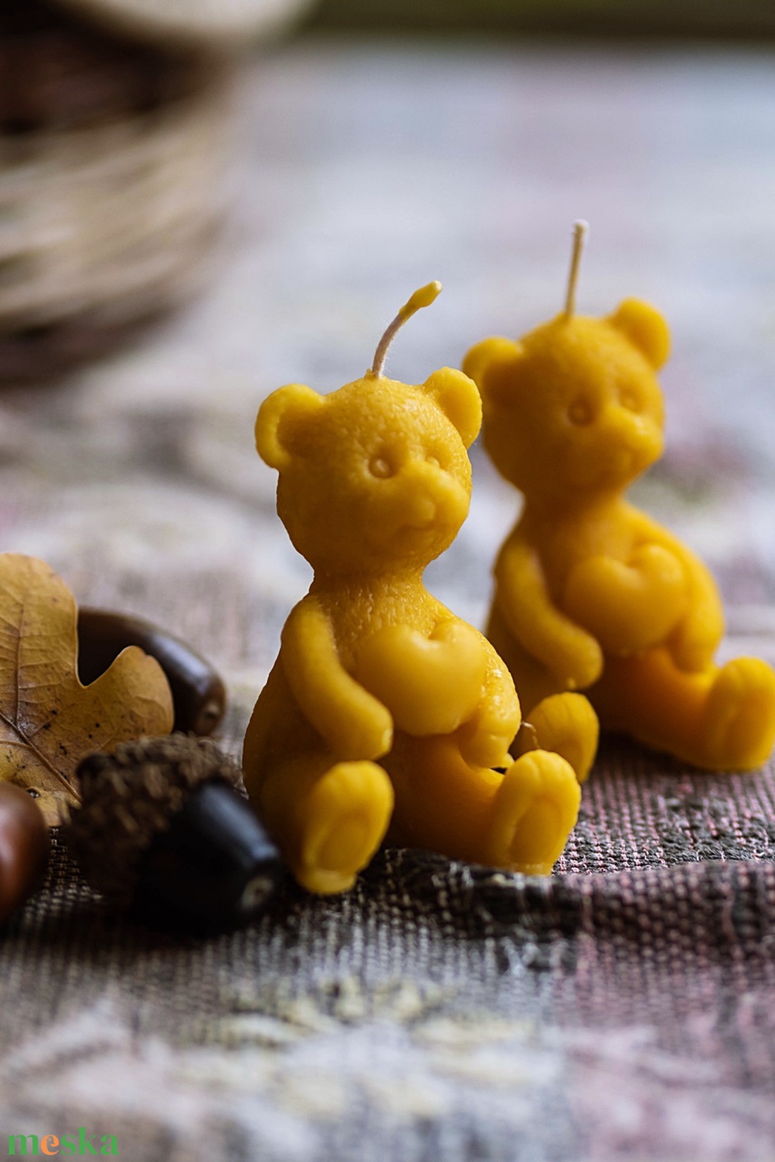 Maci szívecskével /tortára is tehető gyertya/ - karácsony - adventi díszek - adventi gyertyadíszek és koszorúdíszek - Meska.hu