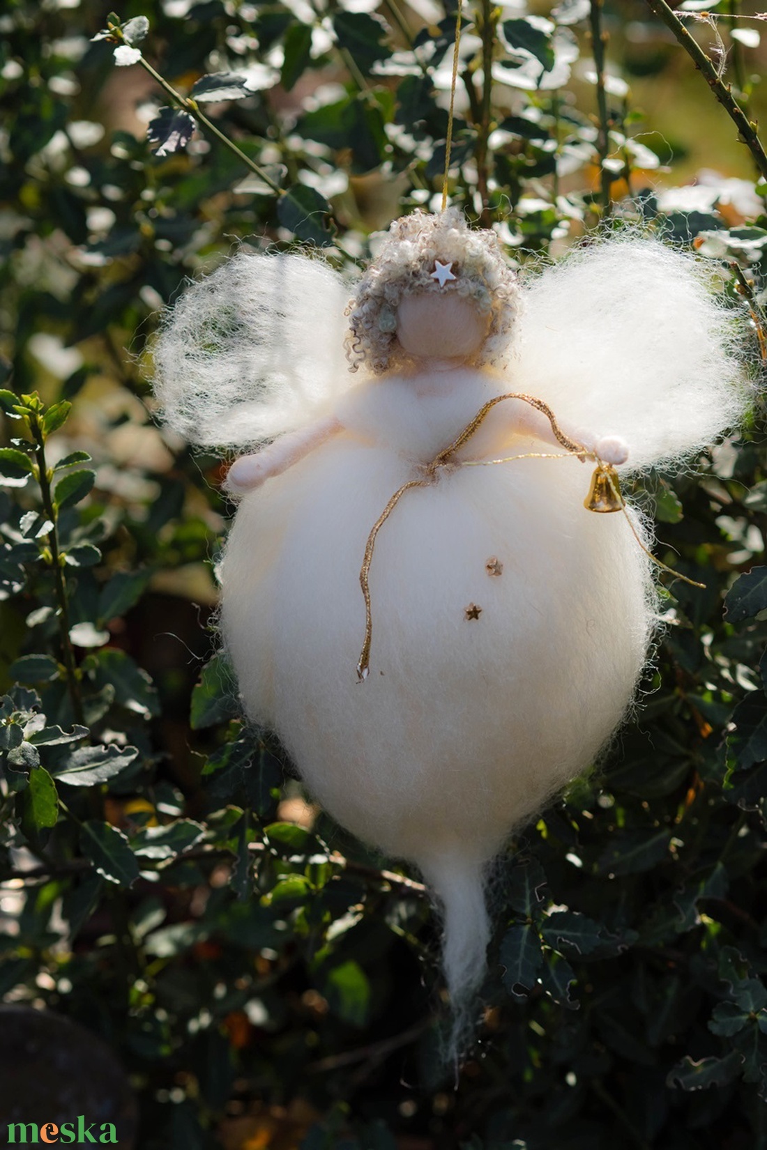 Gyapjú angyal - karácsony - karácsonyi lakásdekoráció - karácsonyfadíszek - Meska.hu