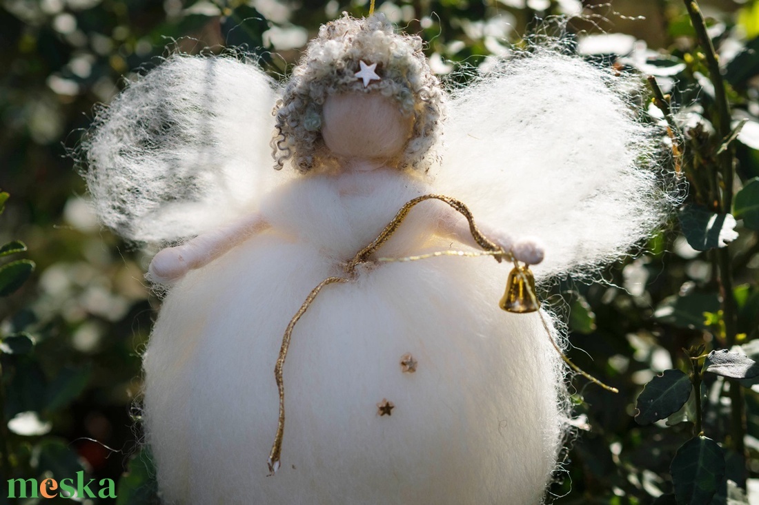 Gyapjú angyal - karácsony - karácsonyi lakásdekoráció - karácsonyfadíszek - Meska.hu