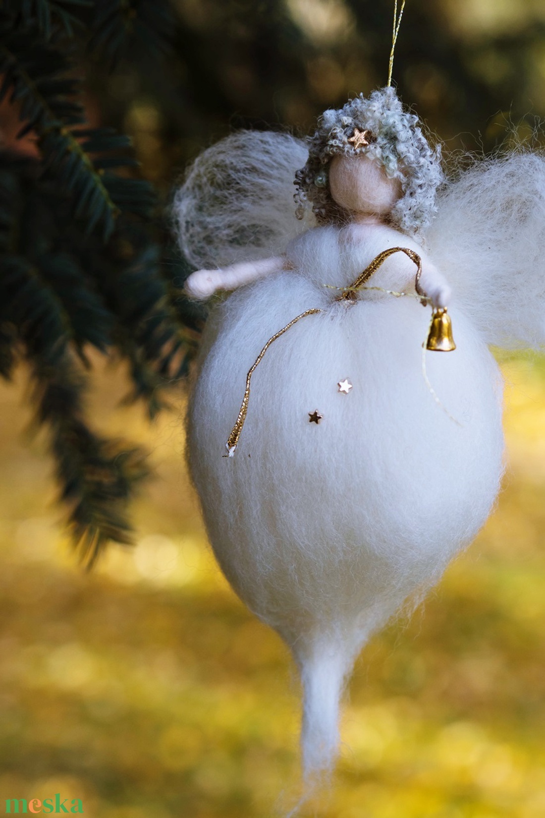 Gyapjú angyal - karácsony - karácsonyi lakásdekoráció - karácsonyfadíszek - Meska.hu