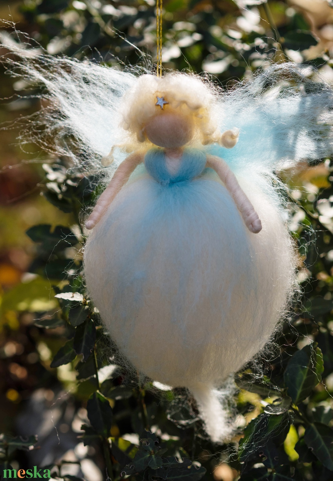 Gyapjú angyal - karácsony - karácsonyi lakásdekoráció - karácsonyfadíszek - Meska.hu