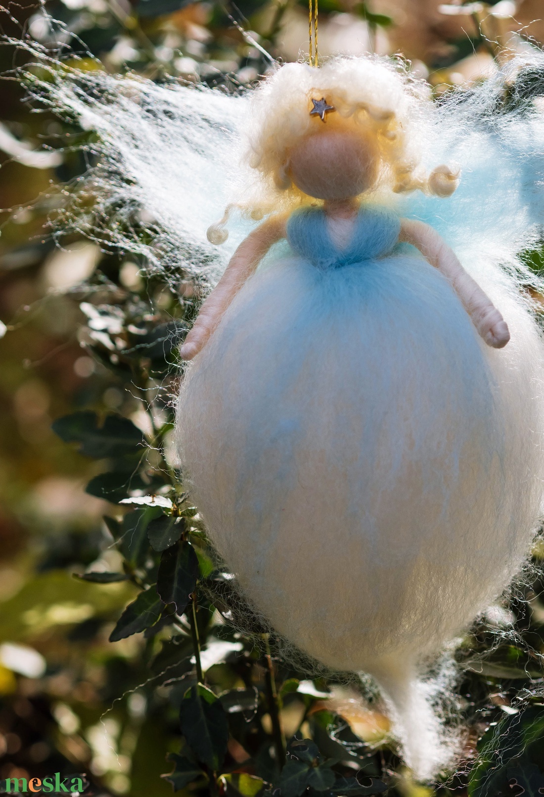 Gyapjú angyal - karácsony - karácsonyi lakásdekoráció - karácsonyfadíszek - Meska.hu