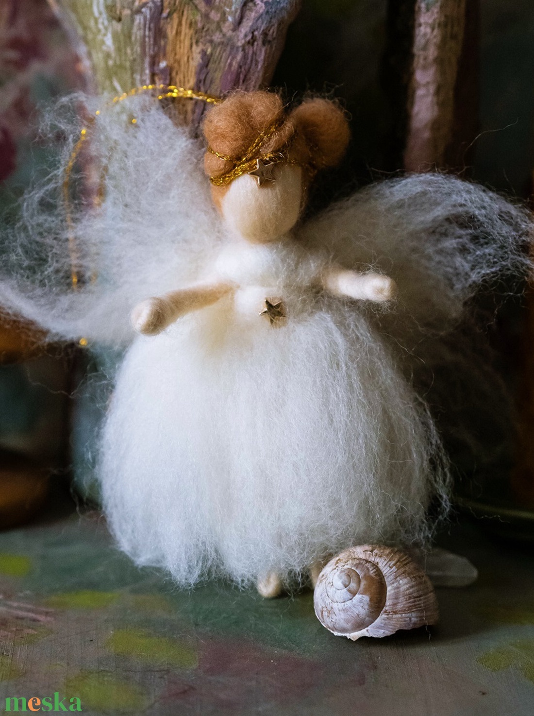 Gyapjú angyal - karácsony - karácsonyi lakásdekoráció - karácsonyfadíszek - Meska.hu