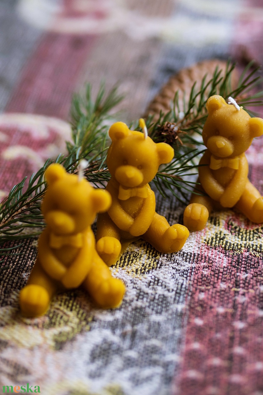 Három mackó - karácsony - adventi díszek - adventi gyertyadíszek és koszorúdíszek - Meska.hu