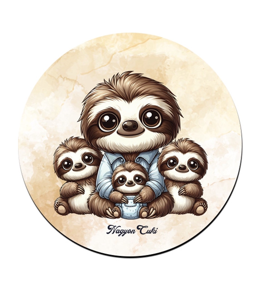 Cuki lajhár Apa és három kis lajhár mintás pohár alátét -  - Meska.hu
