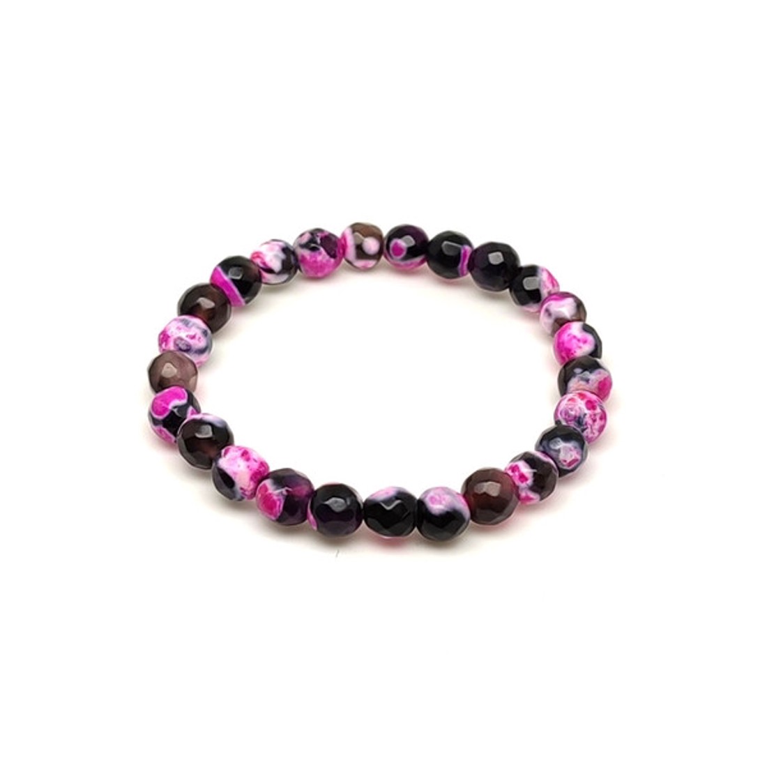 Fazettált fekete-pink achát golyós gyerek ásvány karkötő 6mm - ékszer - karkötő - ásványkarkötő - Meska.hu