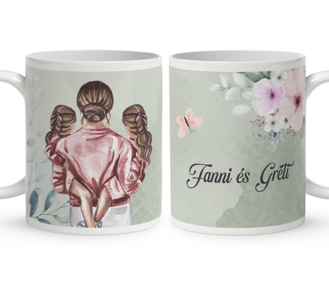 Kérd a neveddel - Anya és a Lánykái mintás bögre - otthon & életmód - konyhafelszerelés, tálalás - tálalás - bögre & csésze - Meska.hu