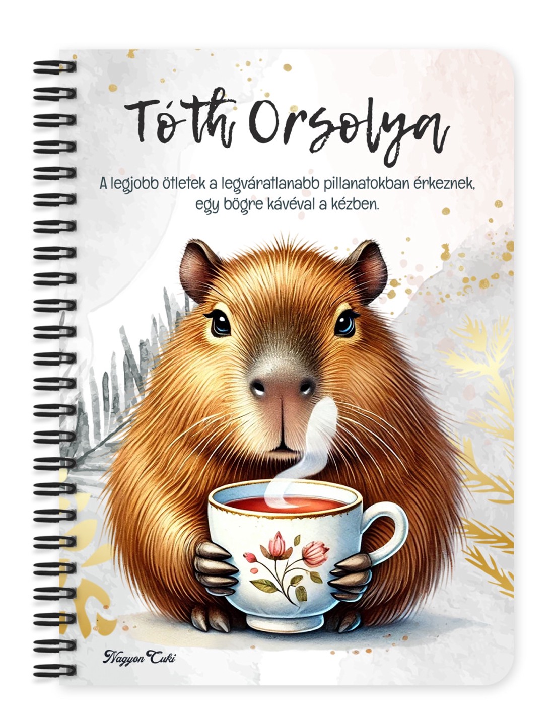 Személyre szabható - Kávézó capybara mintás A5-ös füzet - otthon & életmód - papír, írószer - jegyzetfüzet & napló - Meska.hu