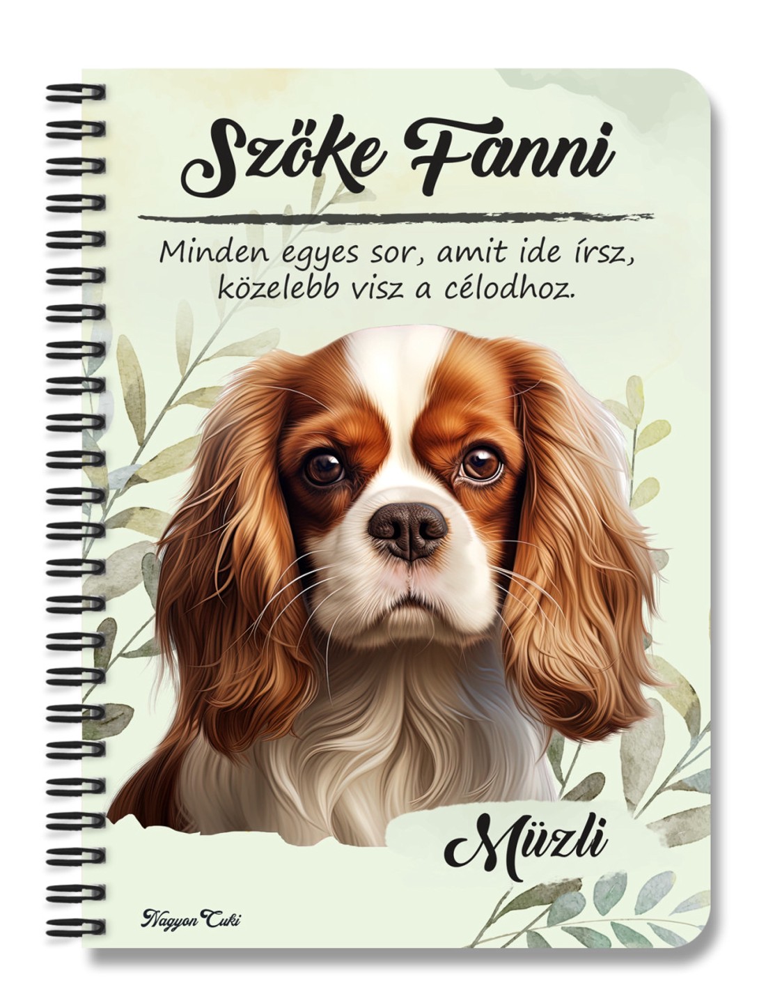 Személyre szabható - Vörös Cavalier King Charles spániel portré mintás A6-os füzet - otthon & életmód - papír, írószer - jegyzetfüzet & napló - Meska.hu