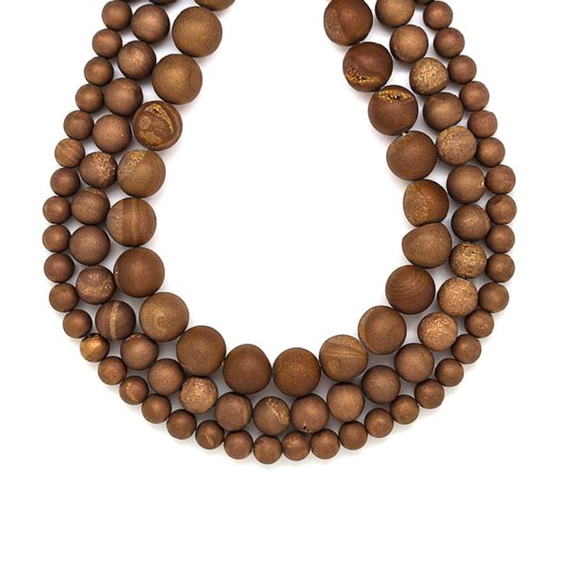 Achát geódás matt szinezett bronz golyó 8-8,5mm ékszerkészítő alapanyag (füzér) - kellékek & szerszámok - ásvány alapanyag - ásványfüzér - Meska.hu