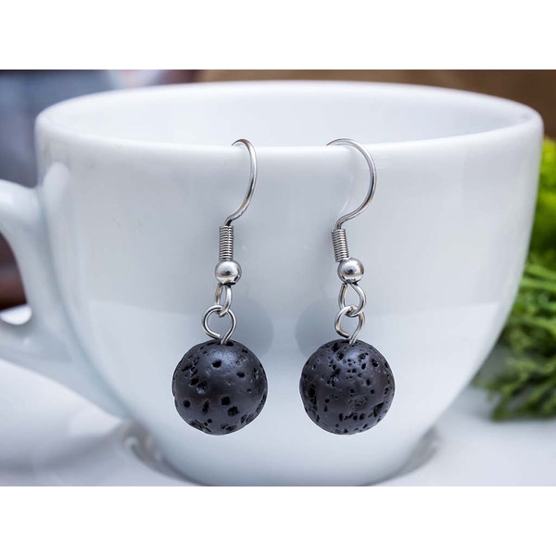 Láva lógós fülbevaló 8mm - ékszer - fülbevaló - lógó fülbevaló - Meska.hu