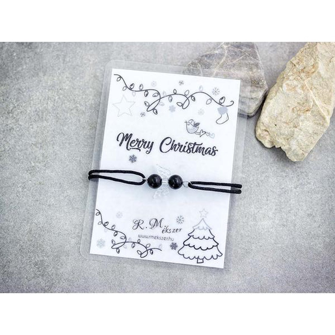 Merry Christmas ónix angyal karkötő -  - Meska.hu