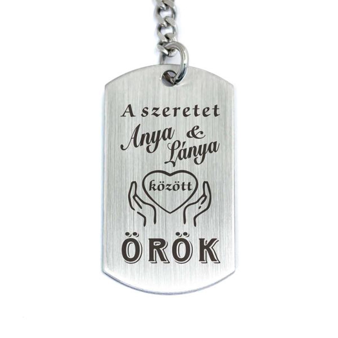 Szeretet anya és lánya közt acél medálos kulcstartó - táska & tok - kulcstartó & táskadísz - kulcstartó - Meska.hu