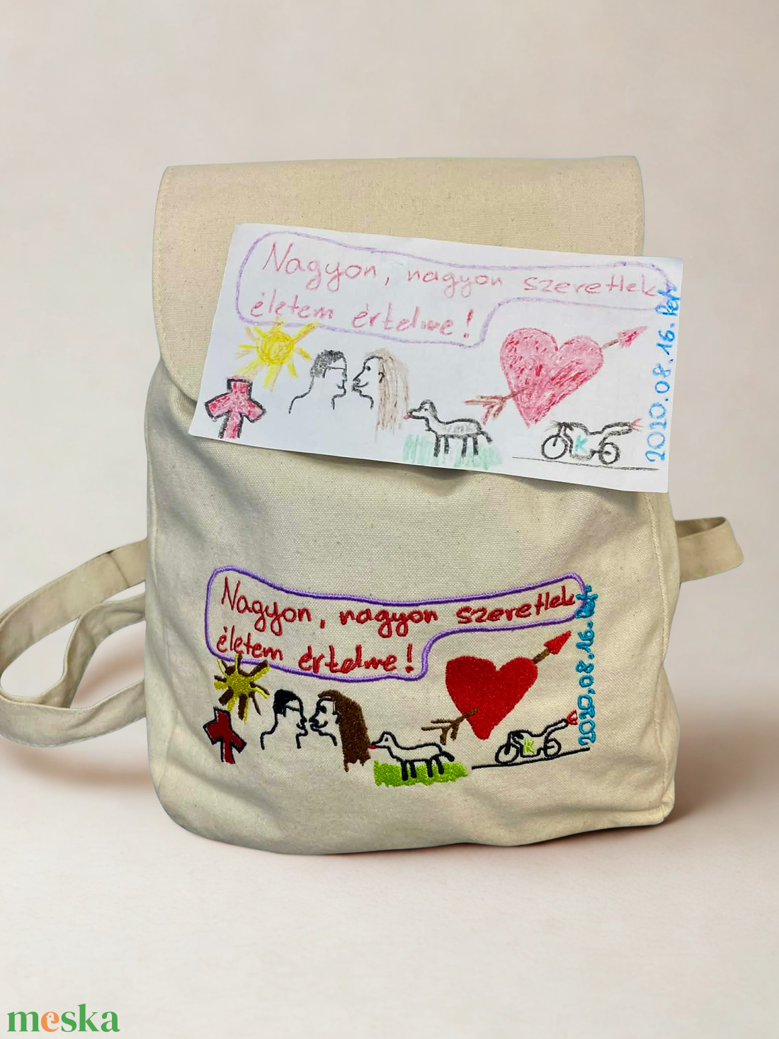 Emlékőrző hímzett hátizsák � saját rajzból készítve - táska & tok - hátizsák - kishátizsák - Meska.hu