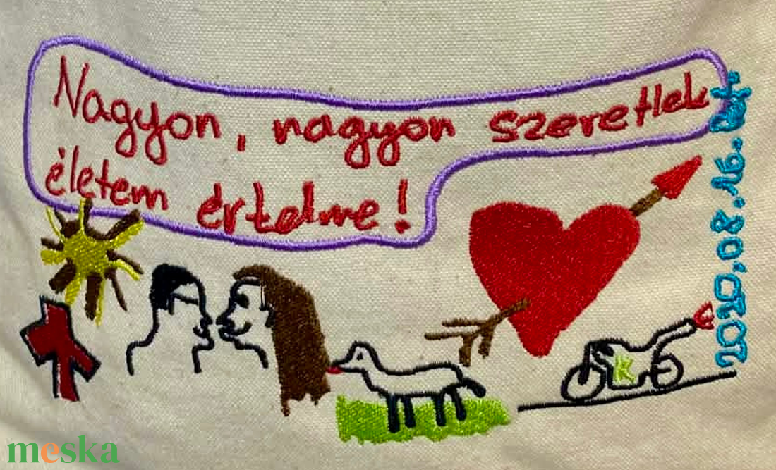 Emlékőrző hímzett hátizsák � saját rajzból készítve - táska & tok - hátizsák - kishátizsák - Meska.hu