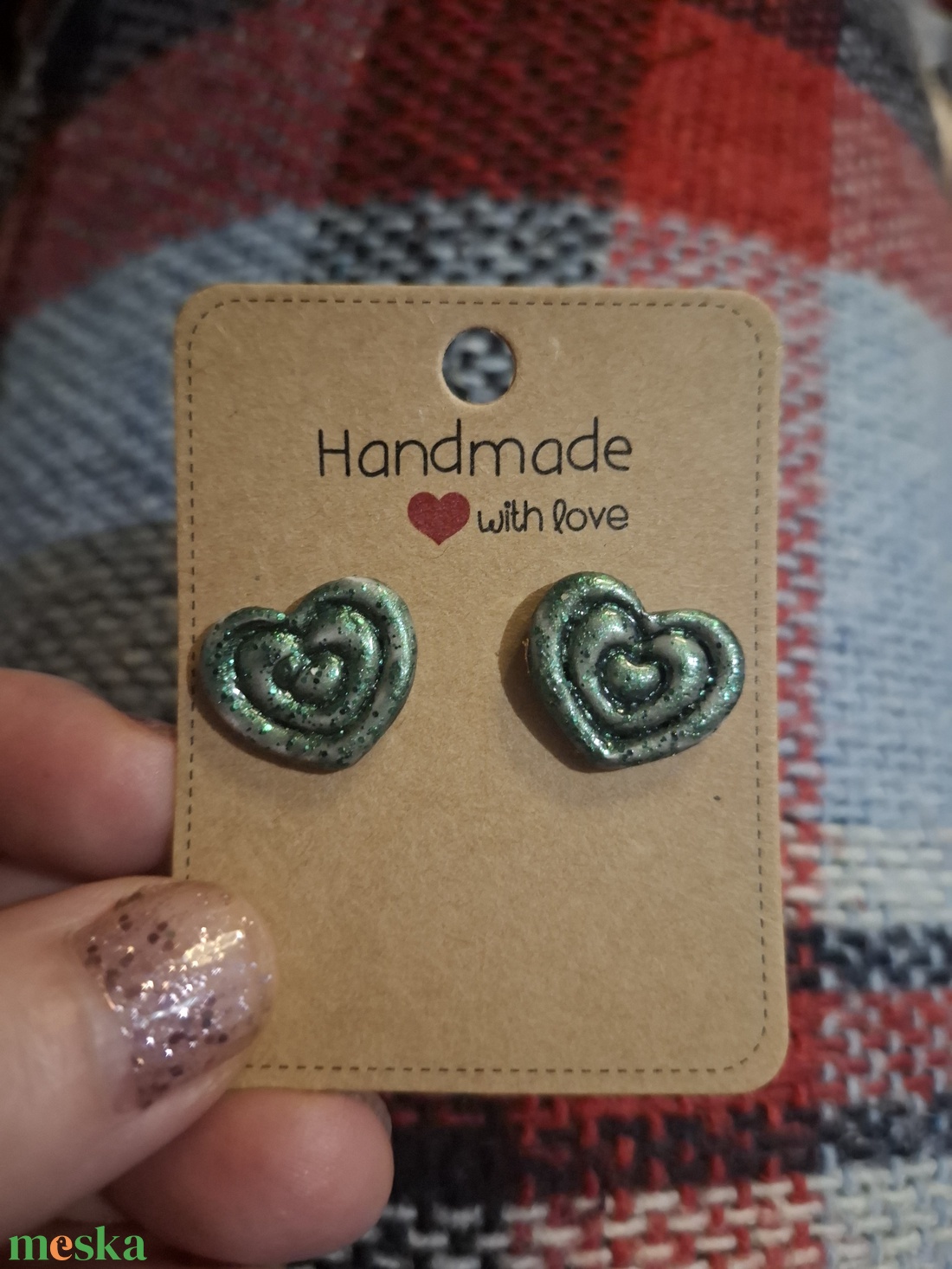 Zöld szivecske fülbevaló - ékszer - fülbevaló - fülékszer - Meska.hu