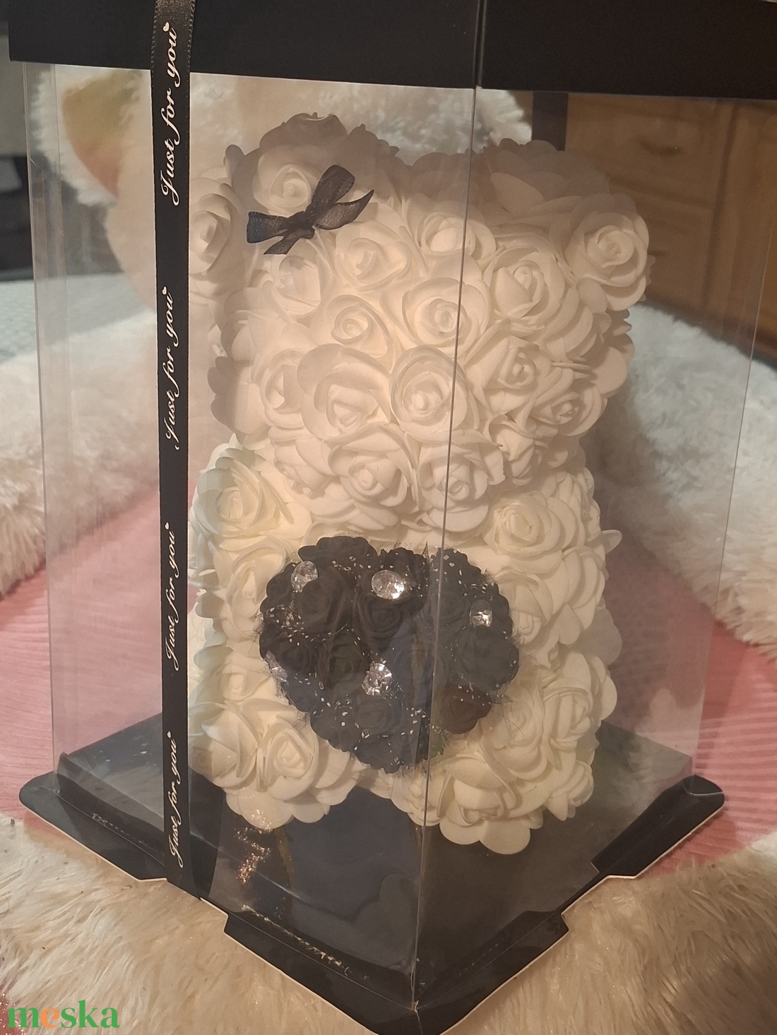 �Habrózsa macika szivecskével a kezében� - otthon & életmód - virágdekoráció - virágok - virágbox - Meska.hu