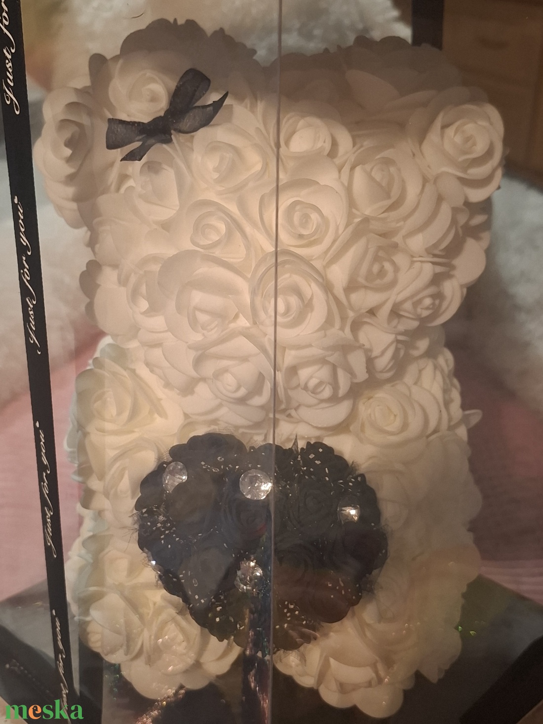 �Habrózsa macika szivecskével a kezében� - otthon & életmód - virágdekoráció - virágok - virágbox - Meska.hu