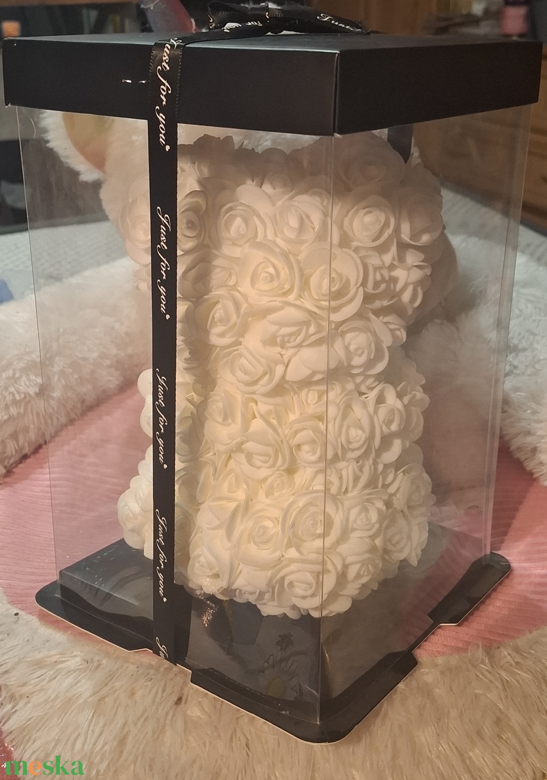 �Habrózsa macika szivecskével a kezében� - otthon & életmód - virágdekoráció - virágok - virágbox - Meska.hu