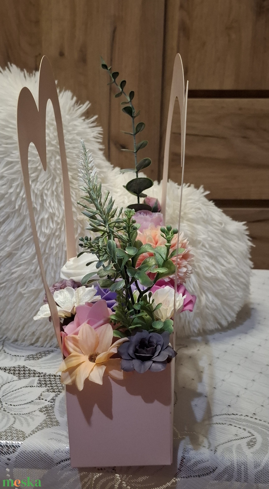 Szív alakú virágbox  - otthon & életmód - virágdekoráció - virágok - virágbox - Meska.hu