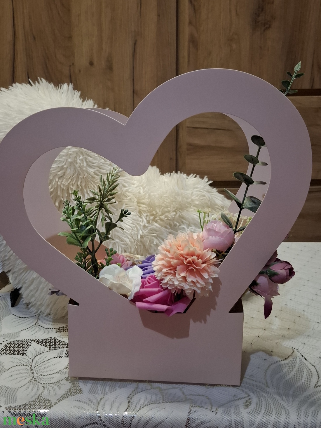 Szív alakú virágbox  - otthon & életmód - virágdekoráció - virágok - virágbox - Meska.hu