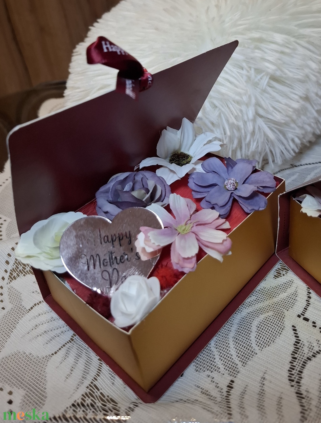 �anyáknapi könyvalakú virágbox� - otthon & életmód - virágdekoráció - virágok - virágbox - Meska.hu
