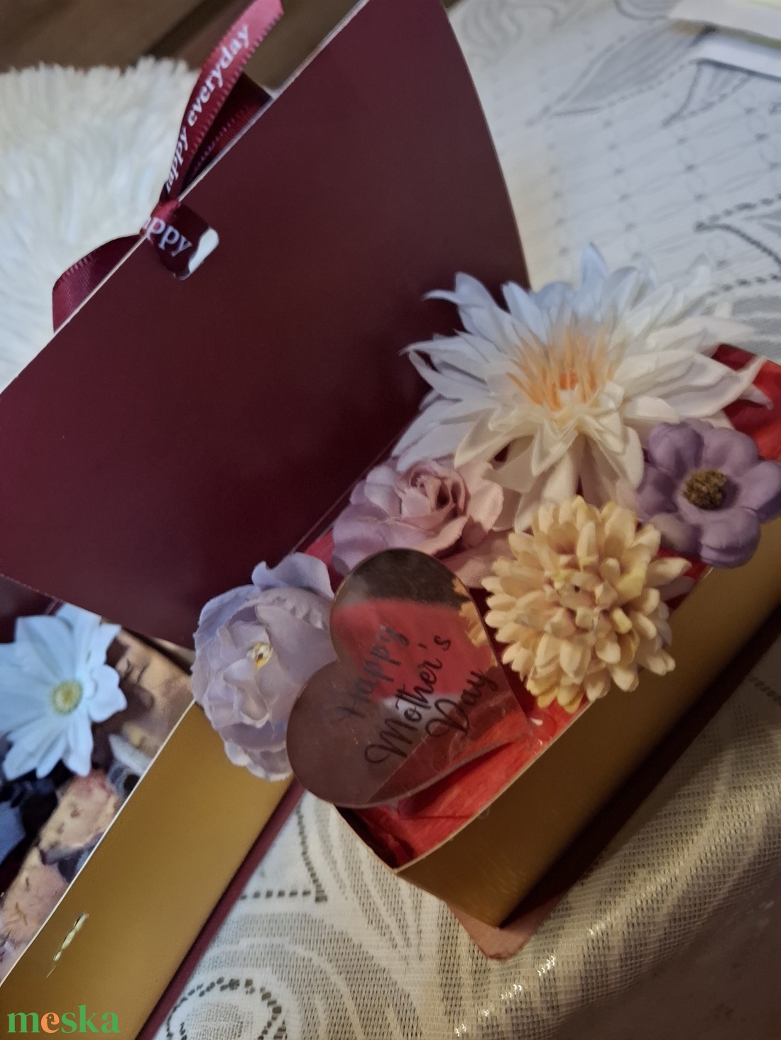 �anyáknapi könyvalakú virágbox� - otthon & életmód - virágdekoráció - virágok - virágbox - Meska.hu